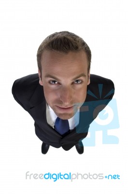 Businessman Looking Upwards Stock Photo