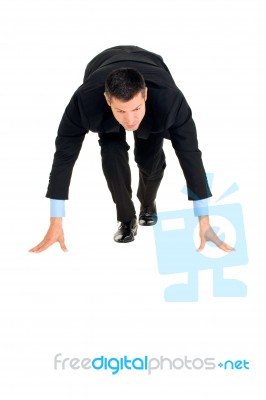 Businessman Off The Blocks Stock Photo