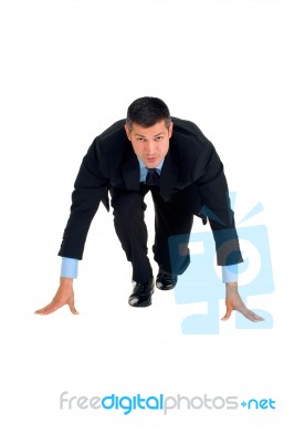 Businessman Off The Blocks Stock Photo