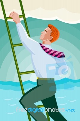 Businessman Officer Worker Climbing Ladder Stock Image