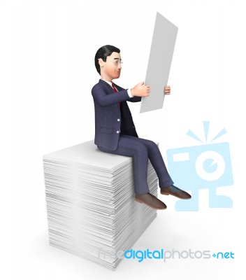 Businessman On Papers Represents Answers Corporation And Company… Stock Image