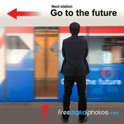 Businessman On The Sky Train Station Stock Photo