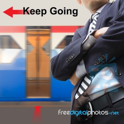 Businessman On The Sky Train Station, Stock Photo