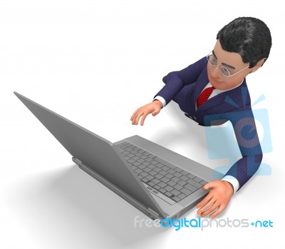 Businessman Online Indicates World Wide Web And Adult Stock Image