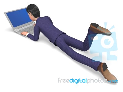 Businessman Online Means World Wide Web And Adult Stock Image