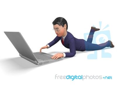 Businessman Online Means World Wide Web And Biz Stock Image