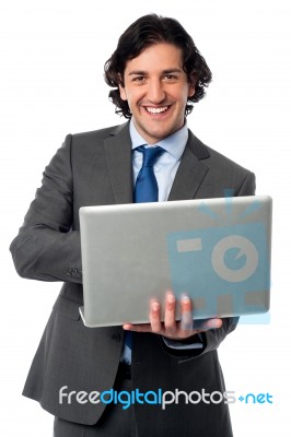 Businessman Operating His Laptop Stock Photo