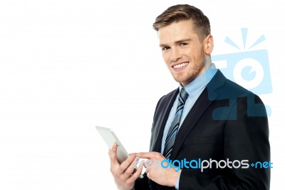 Businessman Operating Tablet Pc Stock Photo