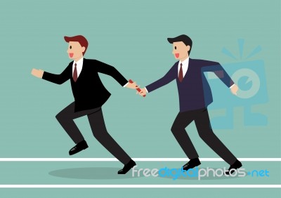 Businessman Passing The Baton In A Relay Race Stock Image