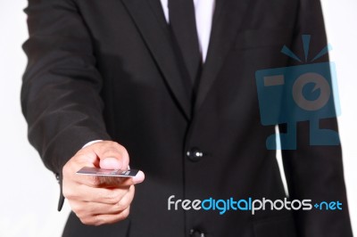 Businessman Pay Credit Card Stock Photo