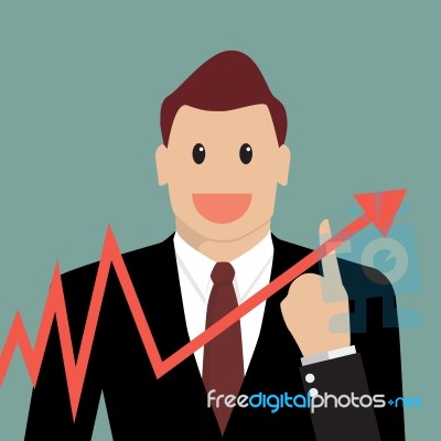 Businessman Pointing At Growth Graph Stock Image