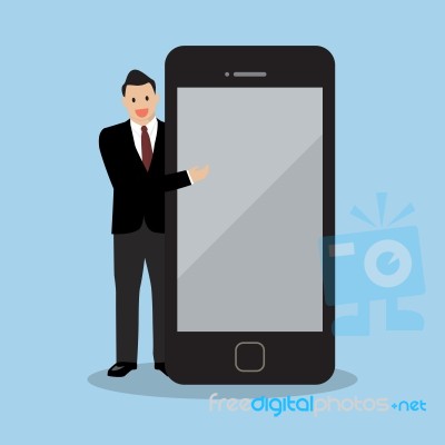 Businessman Pointing To The Screen Of A Smartphone Stock Image