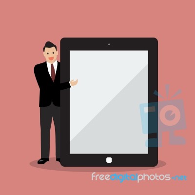 Businessman Pointing To The Screen Of A Tablet Stock Image