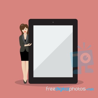 Businessman Pointing To The Screen Of A Tablet Stock Image