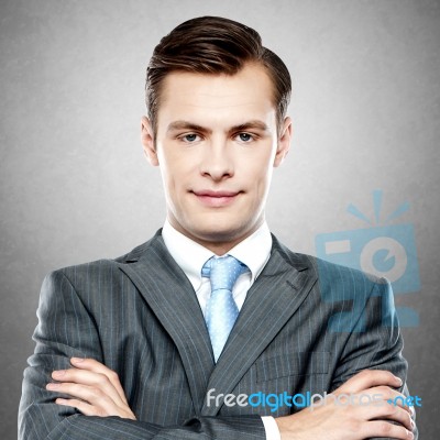 Businessman Posing Confidently Stock Photo