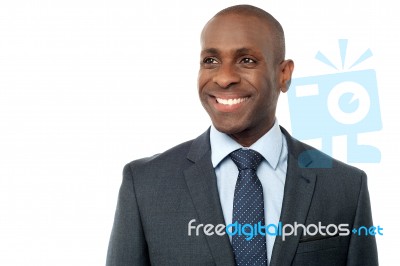 Businessman Posing Over White Stock Photo