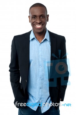 Businessman Posing With Hands In Pocket Stock Photo