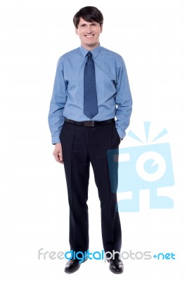 Businessman Posing With His Hand In Pocket Stock Photo