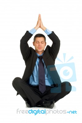 Businessman Practice Yoga Stock Photo