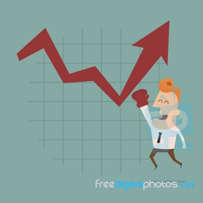 Businessman Punch Growing Graph Stock Image