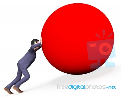 Businessman Pushing Ball Means Overcome Obstacles And Biz Stock Image