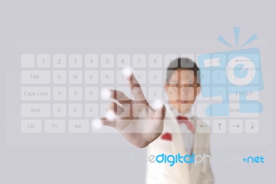 Businessman Pushing Keyboard Stock Photo