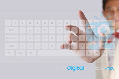 Businessman Pushing Keyboard Stock Photo