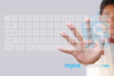 Businessman Pushing Keyboard Stock Photo