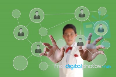 Businessman Pushing People Social Network Stock Photo