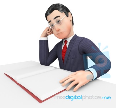 Businessman Reading Book Means Executive Learned And Studying Stock Image