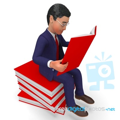 Businessman Reading Books Indicates Faq Develop And Executive Stock Image