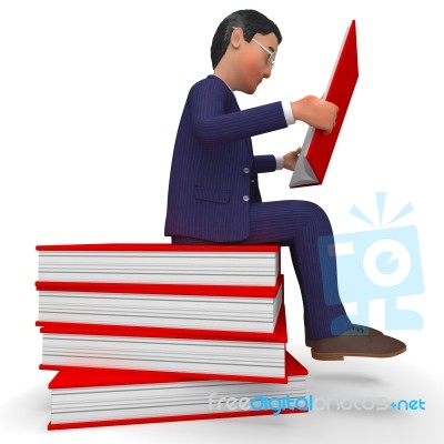 Businessman Reading Books Means Learned Education And School Stock Image