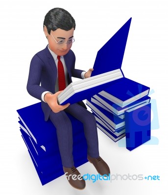 Businessman Reading Books Means School Study And Knowledge Stock Image