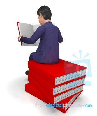 Businessman Reading Books Represents Businessmen School And Knowledge Stock Image