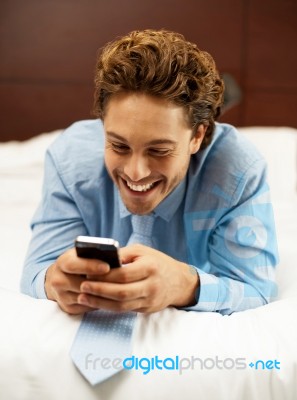 Businessman Reading Message Stock Photo