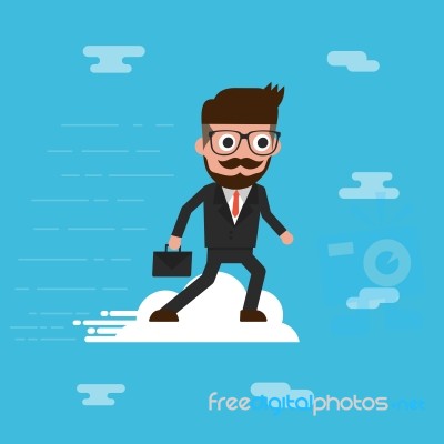 Businessman Ride Cloud Stock Image