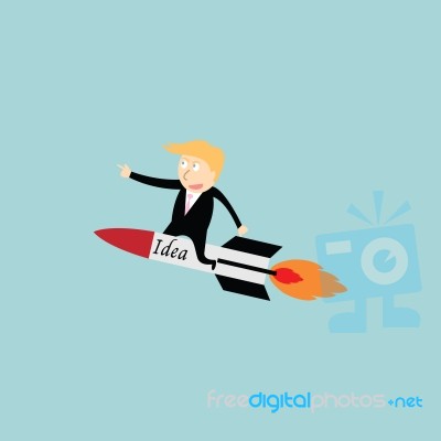 Businessman Rocket Idea Stock Image