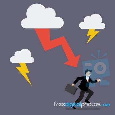 Businessman Run Away From Thunderstorm Stock Image