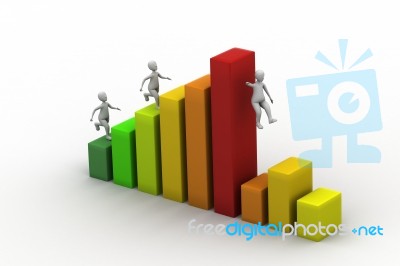 Businessman Run Up On Graph Stock Image