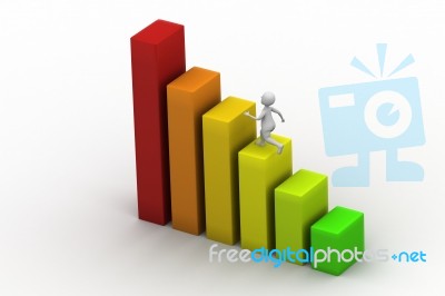 Businessman Run Up On Graph Stock Image