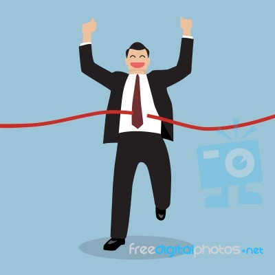 Businessman Running At The Finish Line Stock Image