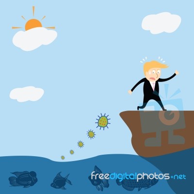 Businessman Running Away Bacteria Stock Image