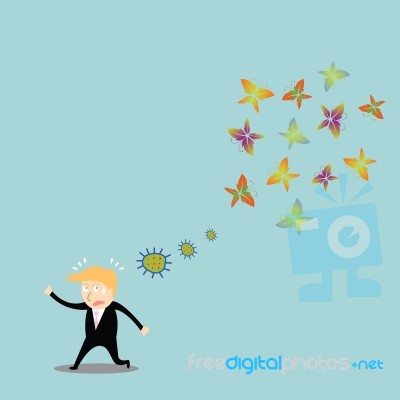 Businessman Running Away Bacteria Stock Image