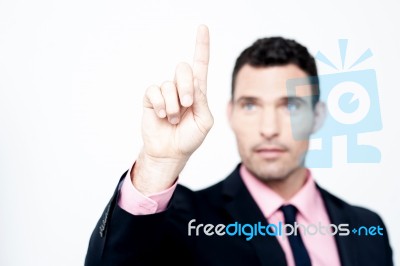 Businessman Selecting, Focus On Finger Stock Photo