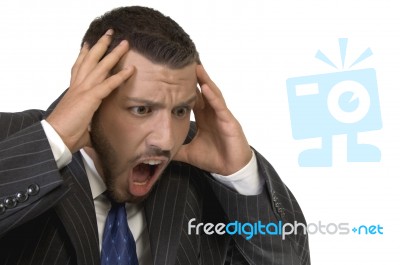 Businessman Shouting In Tension Stock Photo