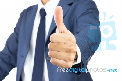 Businessman Show Thumb Up Isolated On White Background Stock Photo