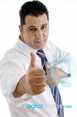 Businessman Showing Approval Gesture Stock Photo