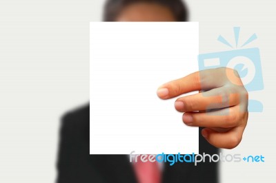 Businessman Showing Blank Paper Stock Photo