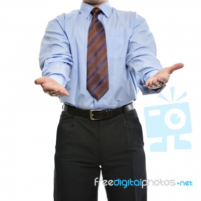 Businessman Showing Both Empty Hands Stock Photo