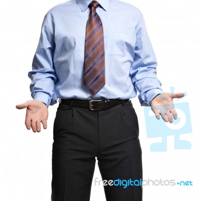 Businessman Showing Both Empty Hands Stock Photo